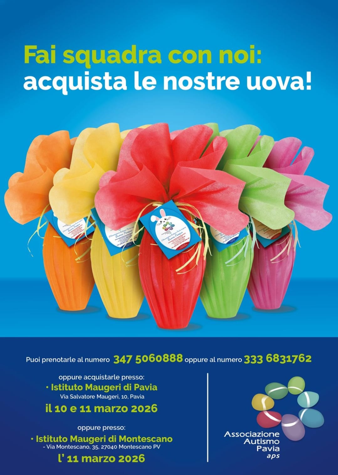 Le uova di Pasqua solidali 2026 dell'Associazione Autismo Pavia